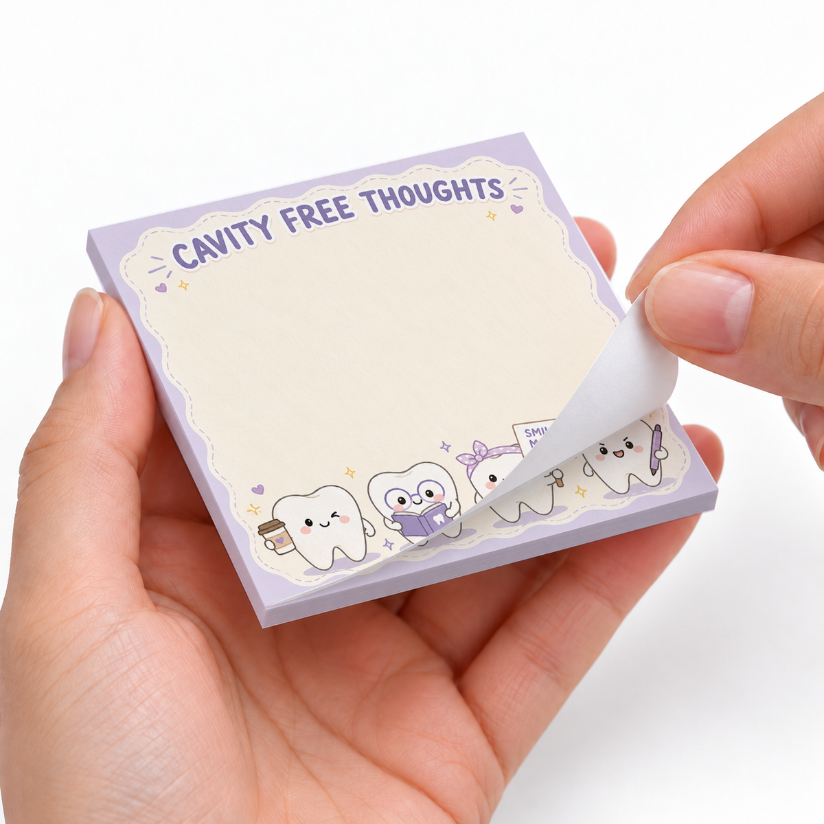 Cavity Free Thoughts Dental sticky notes styled with a planner and desk accessories