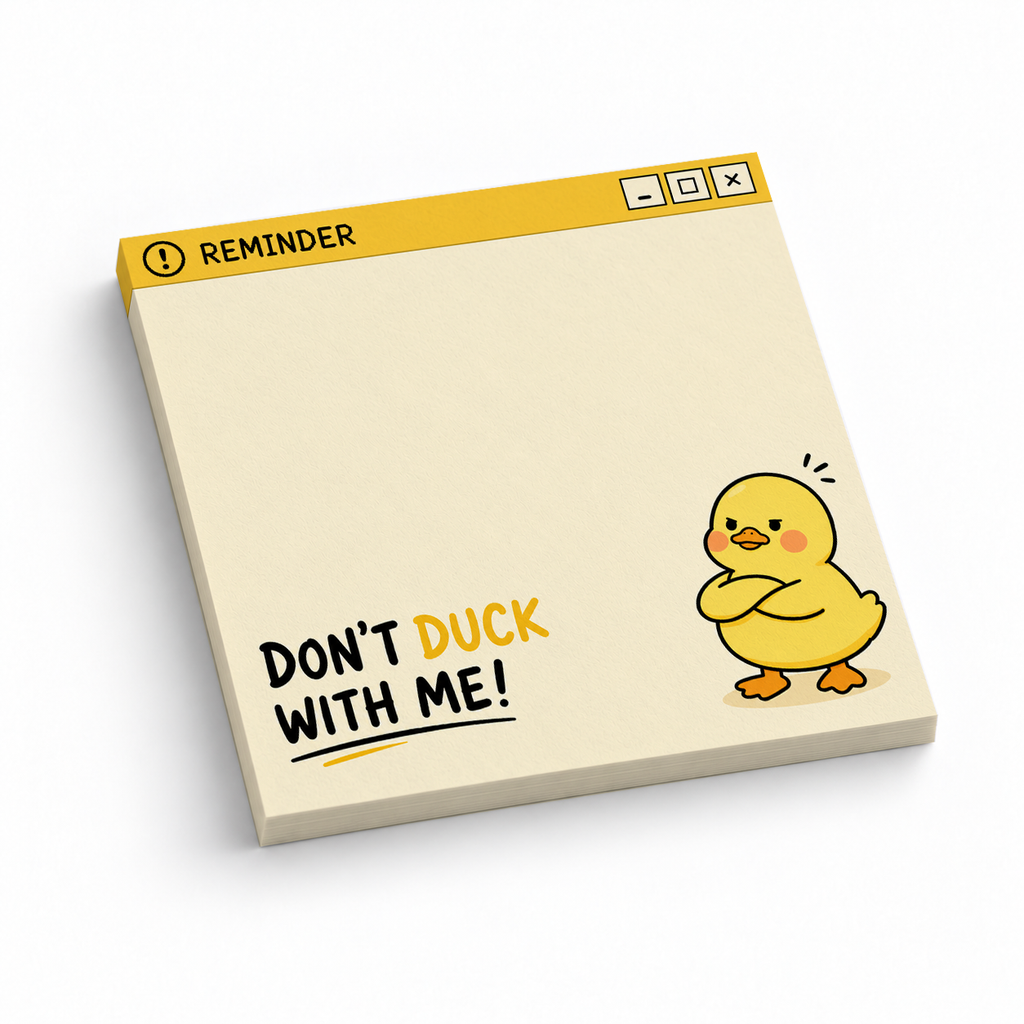 Grumpy Duck "Don't Duck With Me" 3x3 sticky notes, 50-sheet memo pad