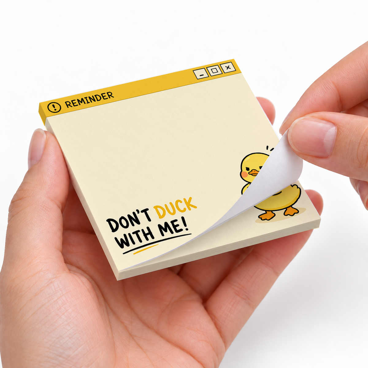 Grumpy Duck "Don't Duck With Me" sticky notes styled with a planner and desk accessories