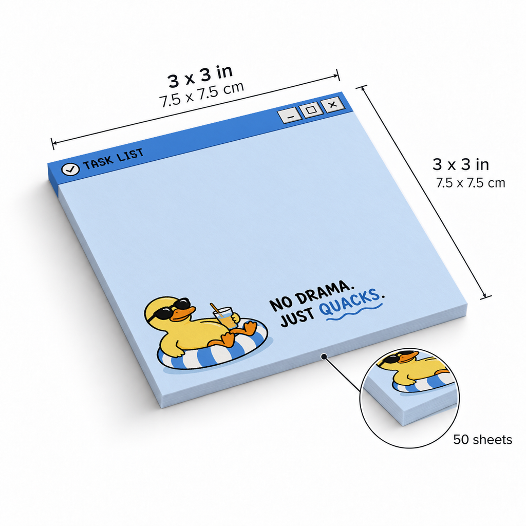 Chill Duck "No Drama" sticky notes, 3x3 in (7.5 x 7.5 cm), 50 sheets