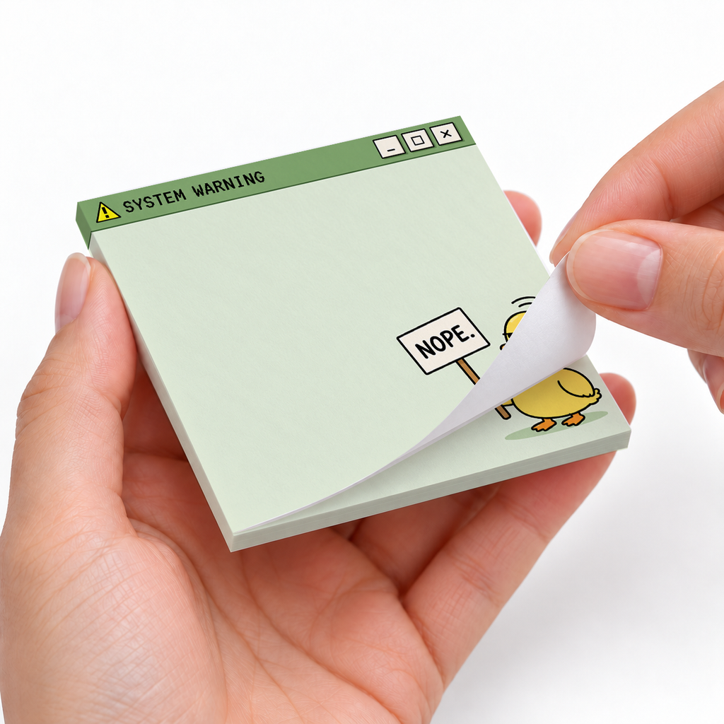 System Warning "Nope" Duck sticky notes styled with a planner and desk accessories