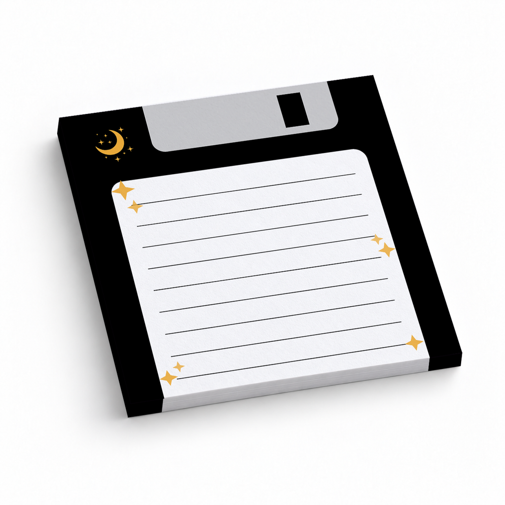 Black Night Sky Floppy Disk 3x3 sticky notes, 50-sheet memo pad
