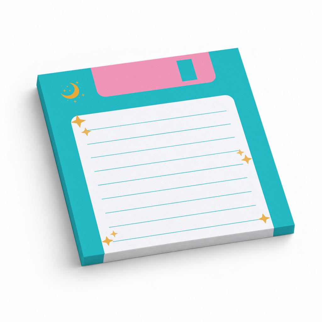 Teal Floppy Disk Lined 3x3 sticky notes, 50-sheet memo pad