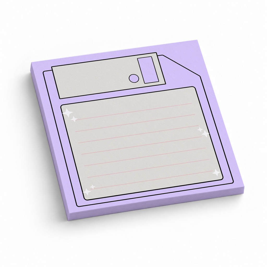 Pastel Purple Floppy Disk 3x3 sticky notes, 50-sheet memo pad
