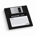 Black README.TXT Floppy Disk 3x3 sticky notes, 50-sheet memo pad