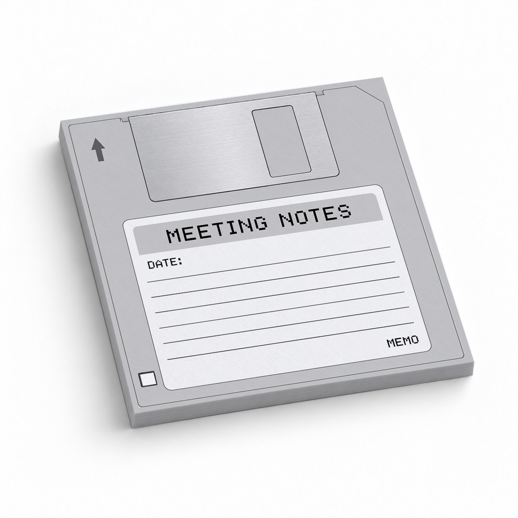 Gray Meeting Notes Floppy Disk 3x3 sticky notes, 50-sheet memo pad
