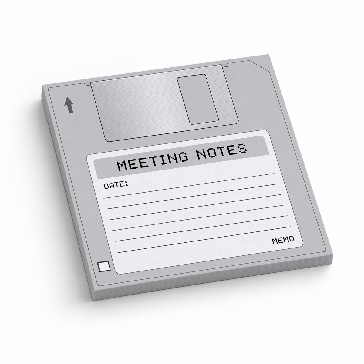 Gray Meeting Notes Floppy Disk 3x3 sticky notes, 50-sheet memo pad