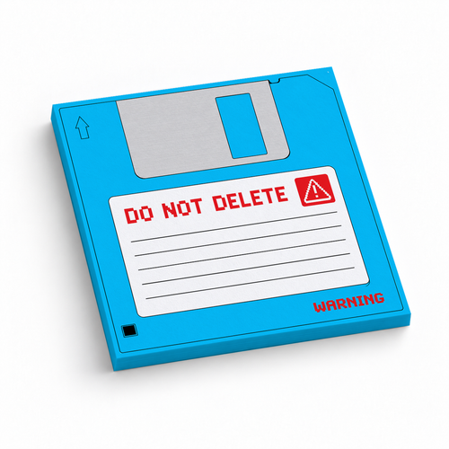 Blue Do Not Delete Floppy Disk 3x3 sticky notes, 50-sheet memo pad