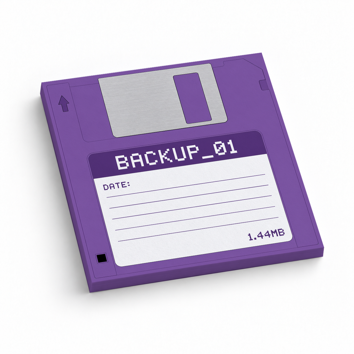 Purple Floppy Disk 3x3 sticky notes, 50-sheet memo pad