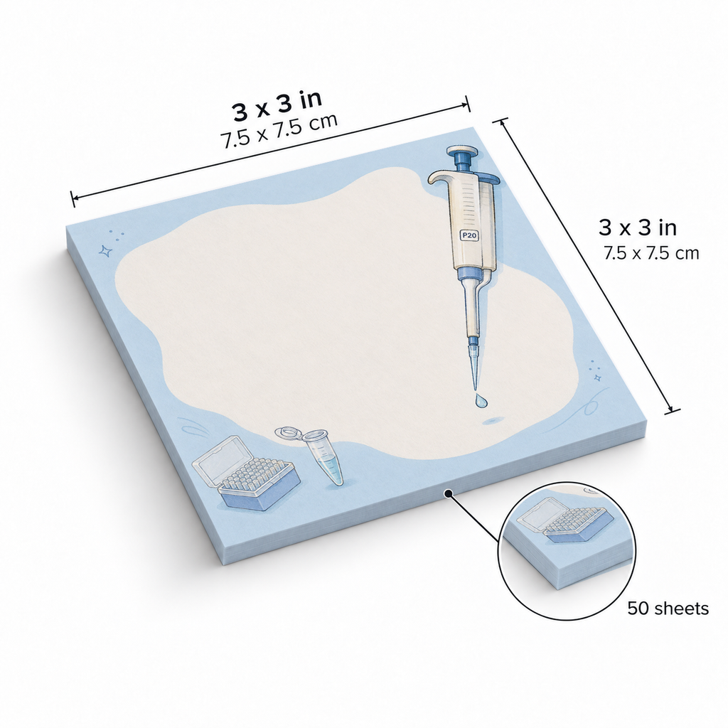 Lab Pipette & Tubes sticky notes, 3x3 in (7.5 x 7.5 cm), 50 sheets