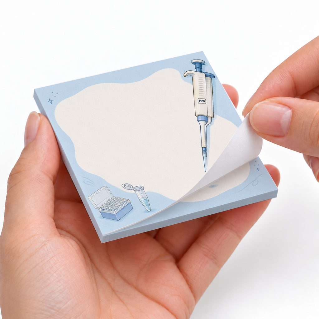 Lab Pipette & Tubes sticky notes styled with a planner and desk accessories