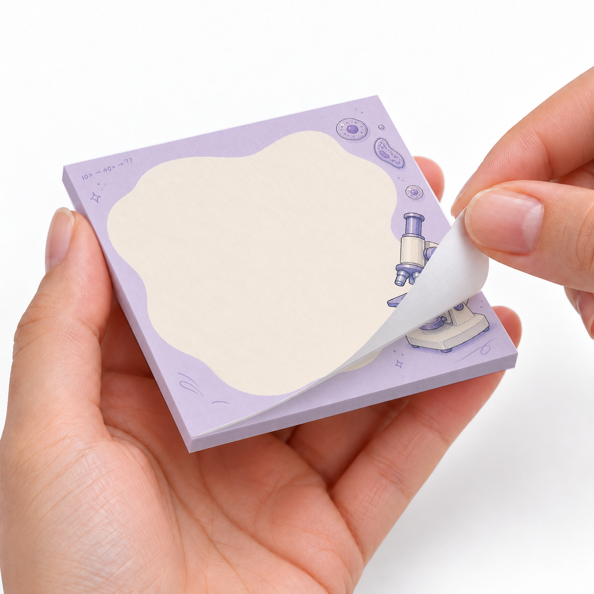 Microscope & Cells sticky notes styled with a planner and desk accessories