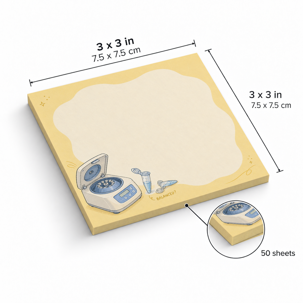 Lab Centrifuge sticky notes, 3x3 in (7.5 x 7.5 cm), 50 sheets