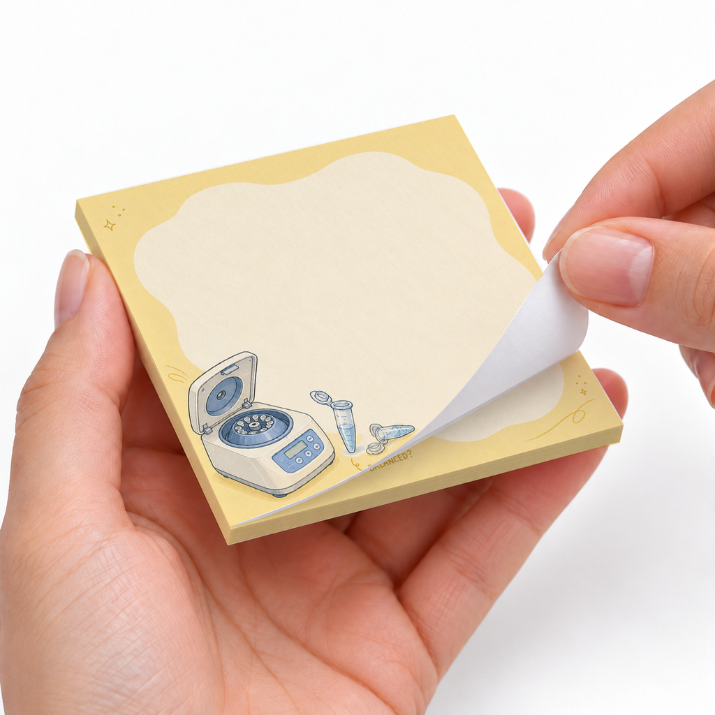 Lab Centrifuge sticky notes styled with a planner and desk accessories