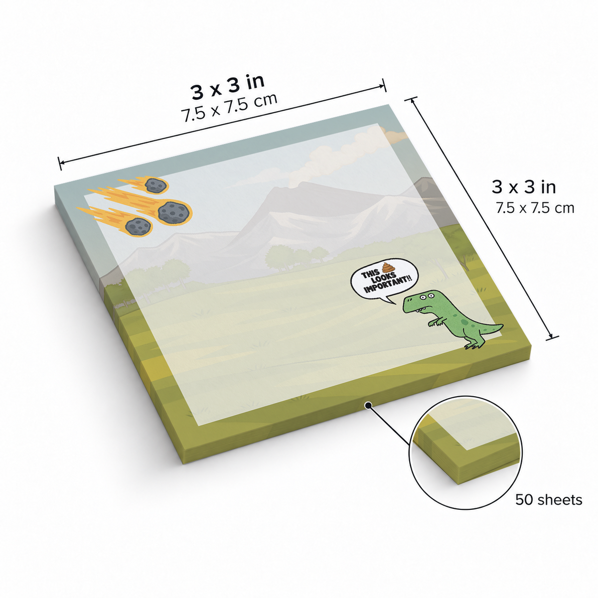 Funny T sticky notes, 3x3 in (7.5 x 7.5 cm), 50 sheets