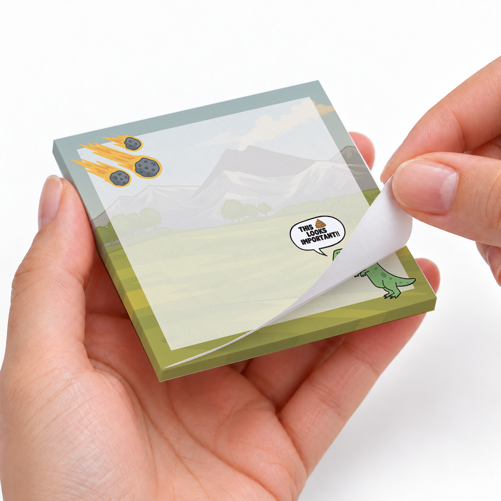 Funny T sticky notes styled with a planner and desk accessories