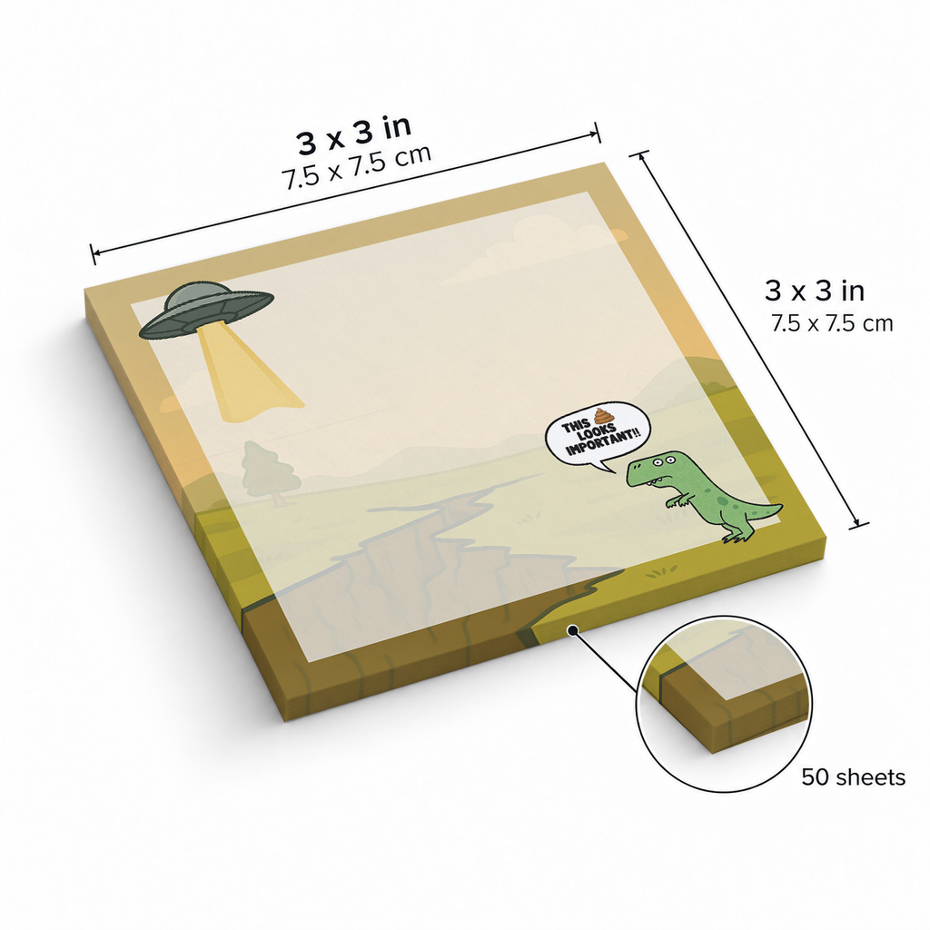 Funny T sticky notes, 3x3 in (7.5 x 7.5 cm), 50 sheets