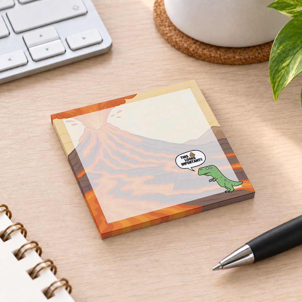 Close-up of Funny T sticky note design and writable area
