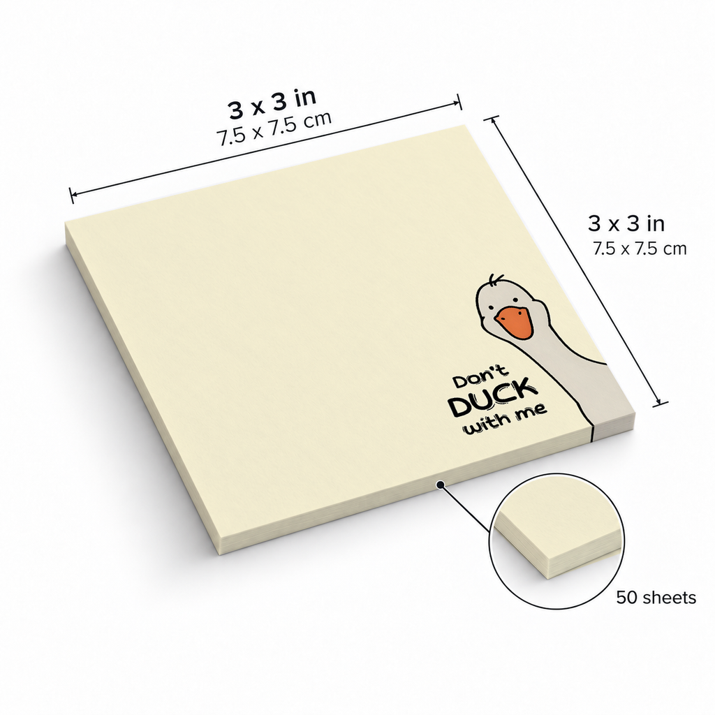 Peeking Duck sticky notes, 3x3 in (7.5 x 7.5 cm), 50 sheets