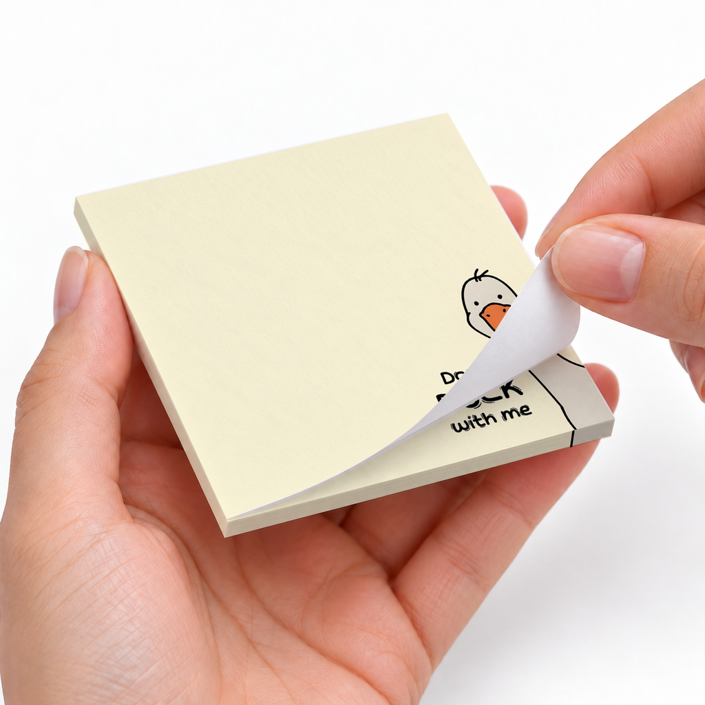 Peeking Duck sticky notes styled with a planner and desk accessories