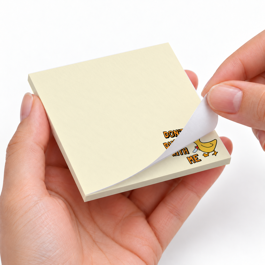 Angry Duck sticky notes styled with a planner and desk accessories