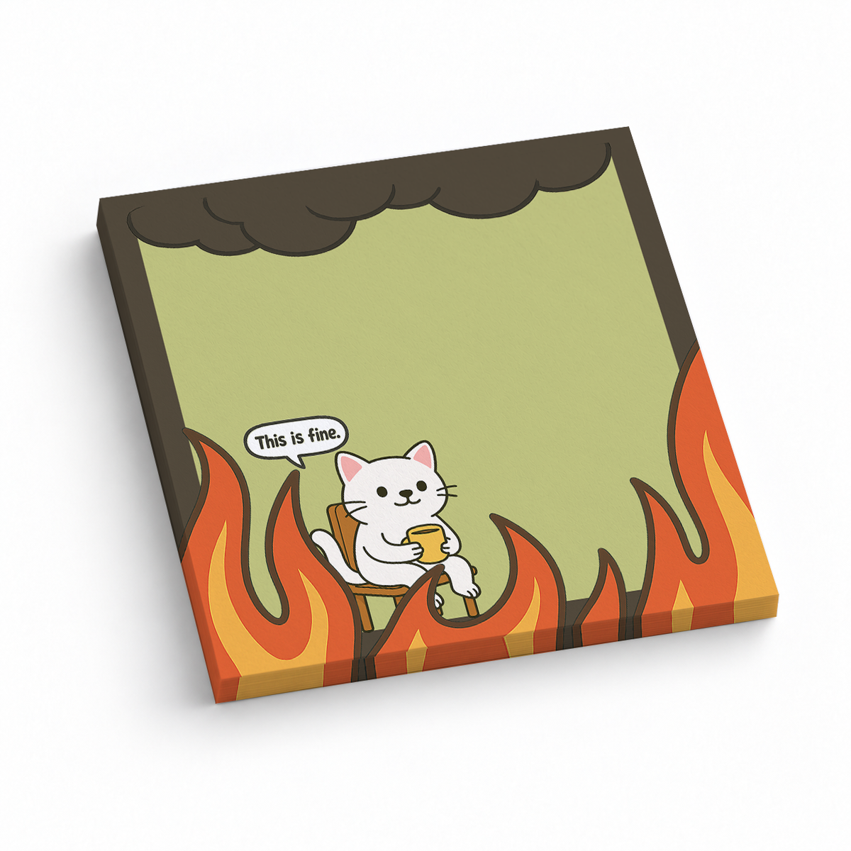 White Cat "This is Fine" 3x3 sticky notes, 50-sheet memo pad