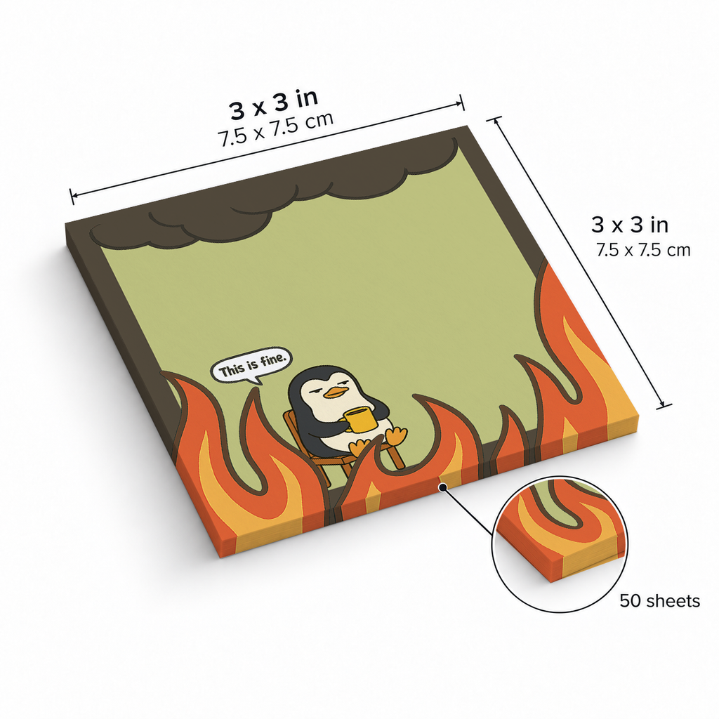 This is Fine Penguin Sarcastic sticky notes, 3x3 in (7.5 x 7.5 cm), 50 sheets
