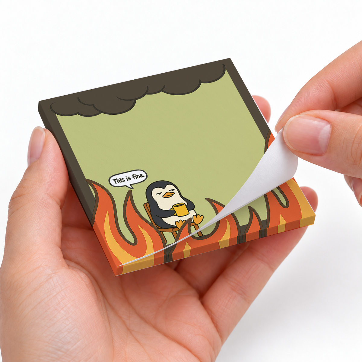 This is Fine Penguin Sarcastic sticky notes styled with a planner and desk accessories
