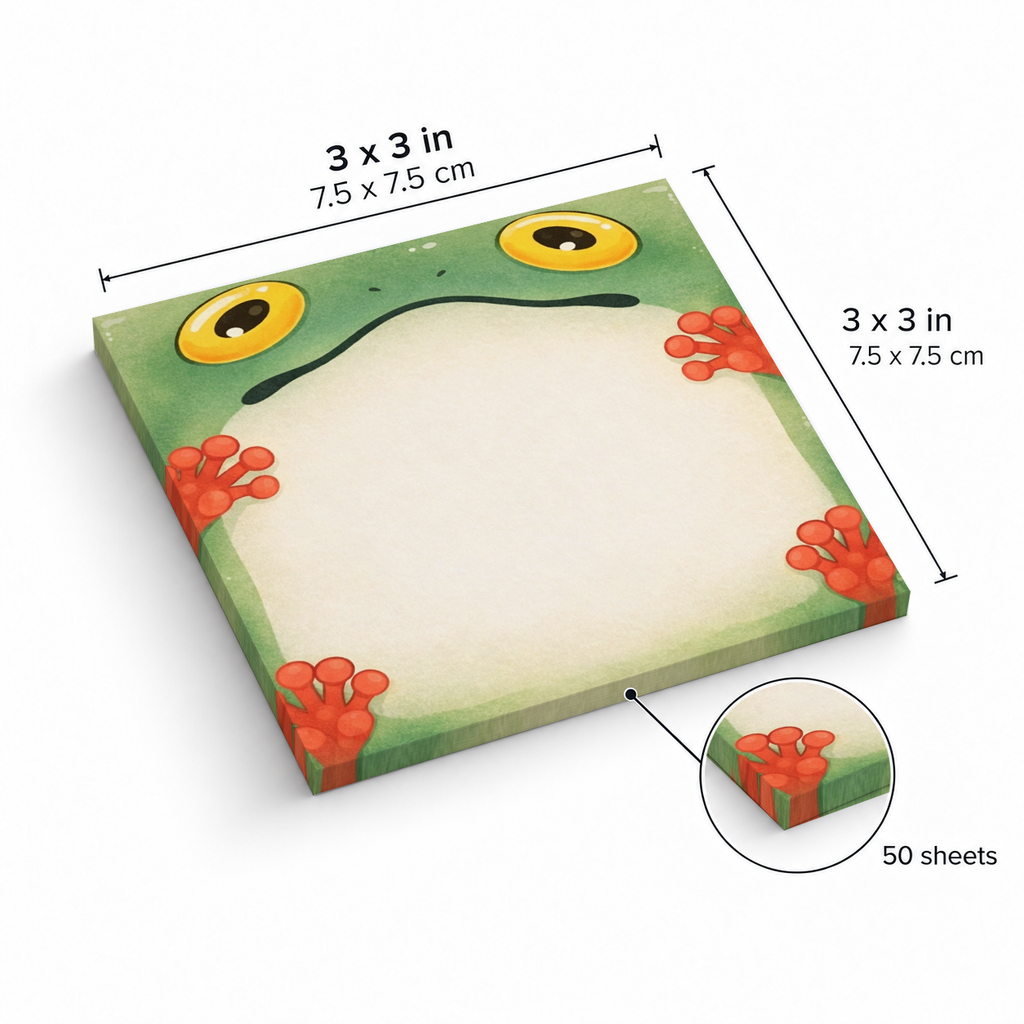 Peeking Frog with Red Toes sticky notes, 3x3 in (7.5 x 7.5 cm), 50 sheets