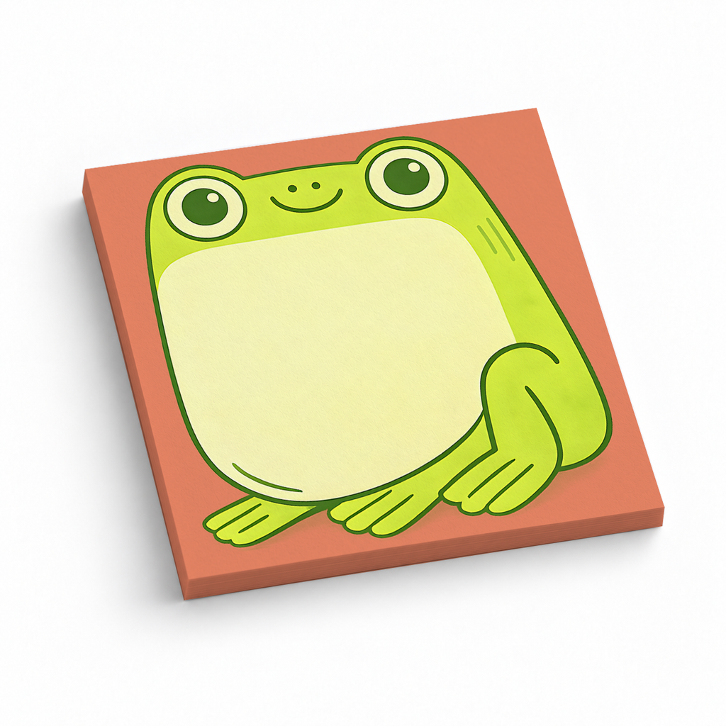 Happy Green Frog Belly 3x3 sticky notes, 50-sheet memo pad
