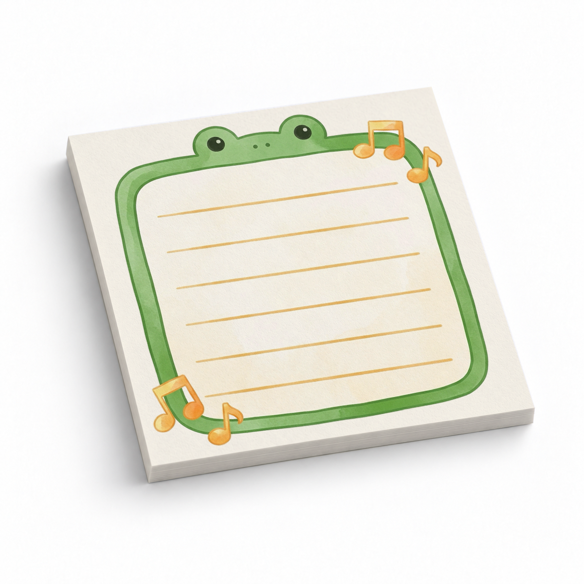 Musical Frog Border Lined 3x3 sticky notes, 50-sheet memo pad