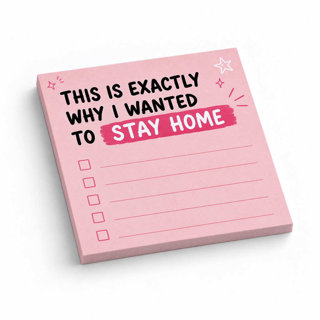 Stay Home Pink Checklist 3x3 sticky notes, 50-sheet memo pad