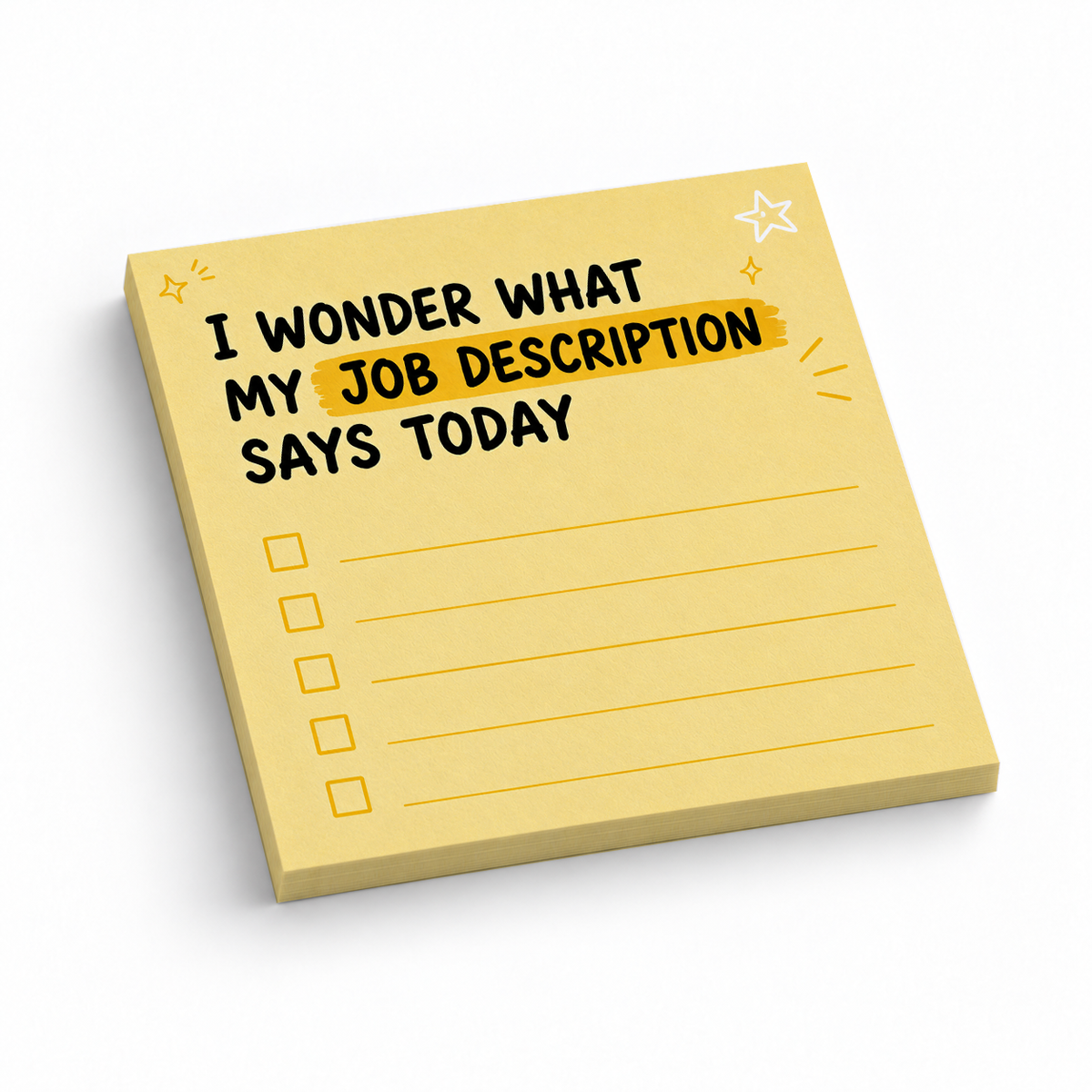 Job Description Yellow Checklist 3x3 sticky notes, 50-sheet memo pad