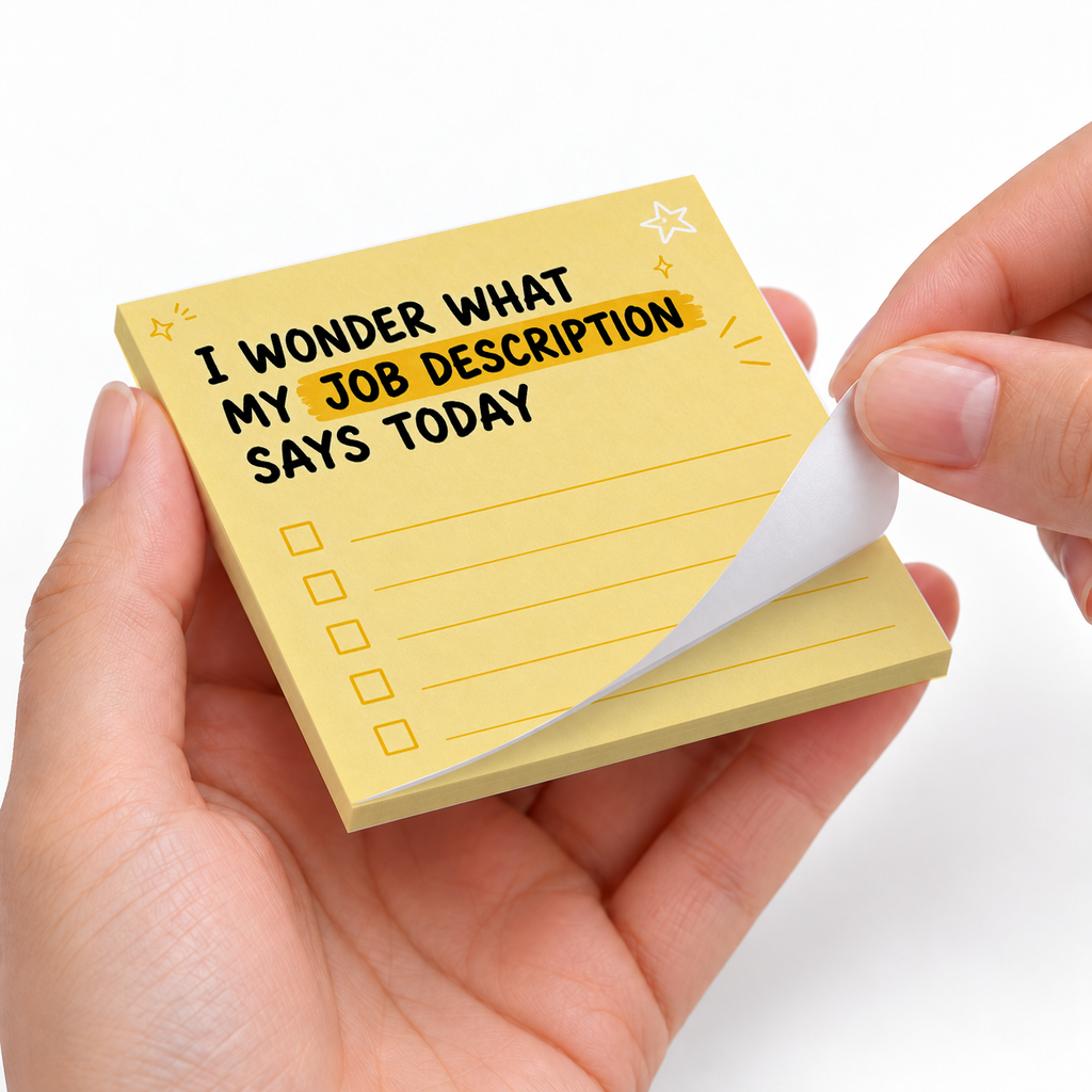 Job Description Yellow Checklist sticky notes styled with a planner and desk accessories