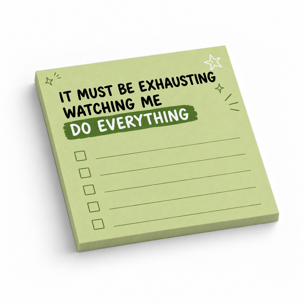 Do Everything Green Checklist 3x3 sticky notes, 50-sheet memo pad