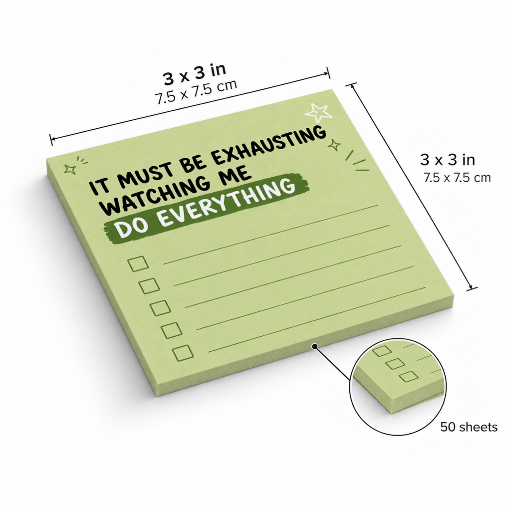 Do Everything Green Checklist sticky notes, 3x3 in (7.5 x 7.5 cm), 50 sheets
