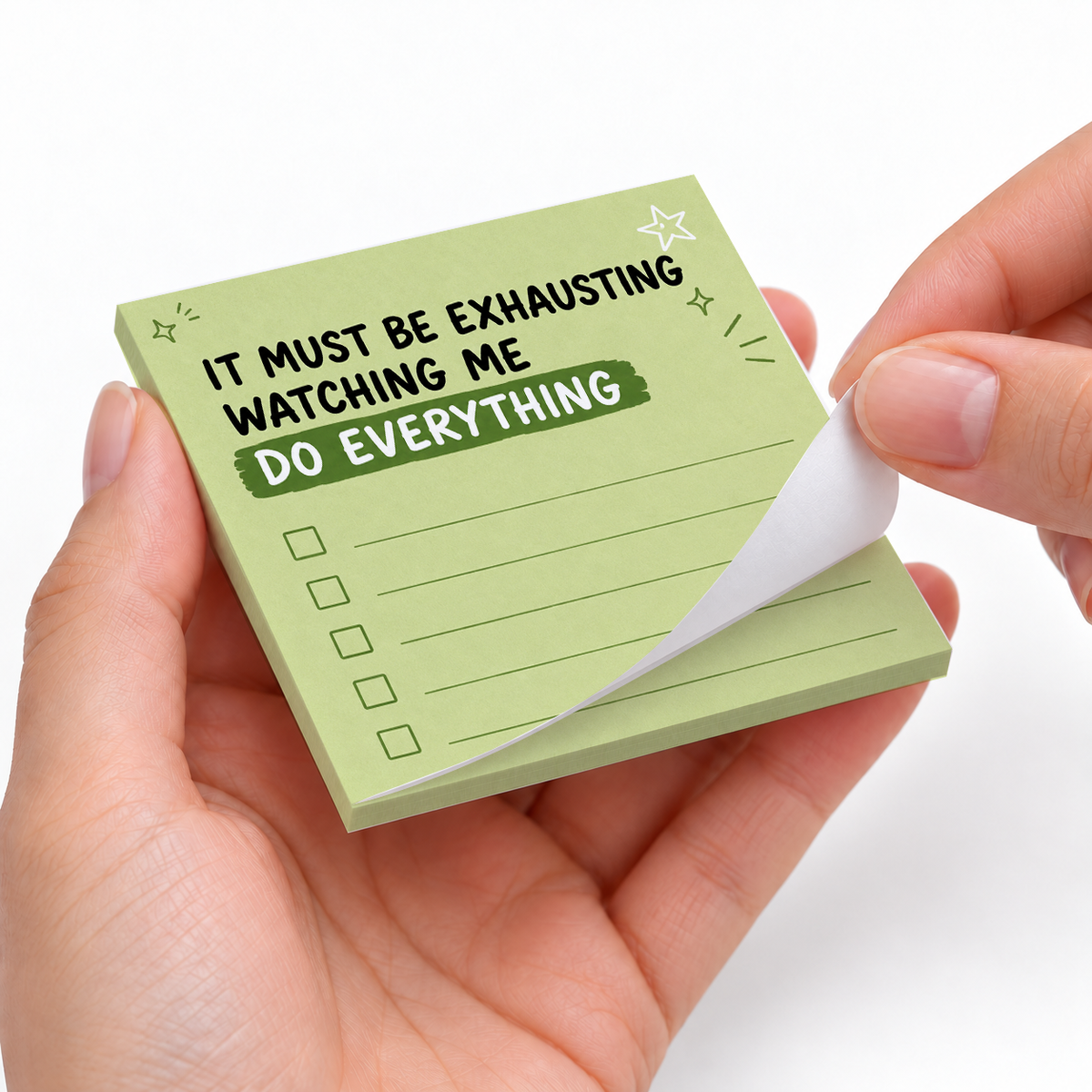 Do Everything Green Checklist sticky notes styled with a planner and desk accessories