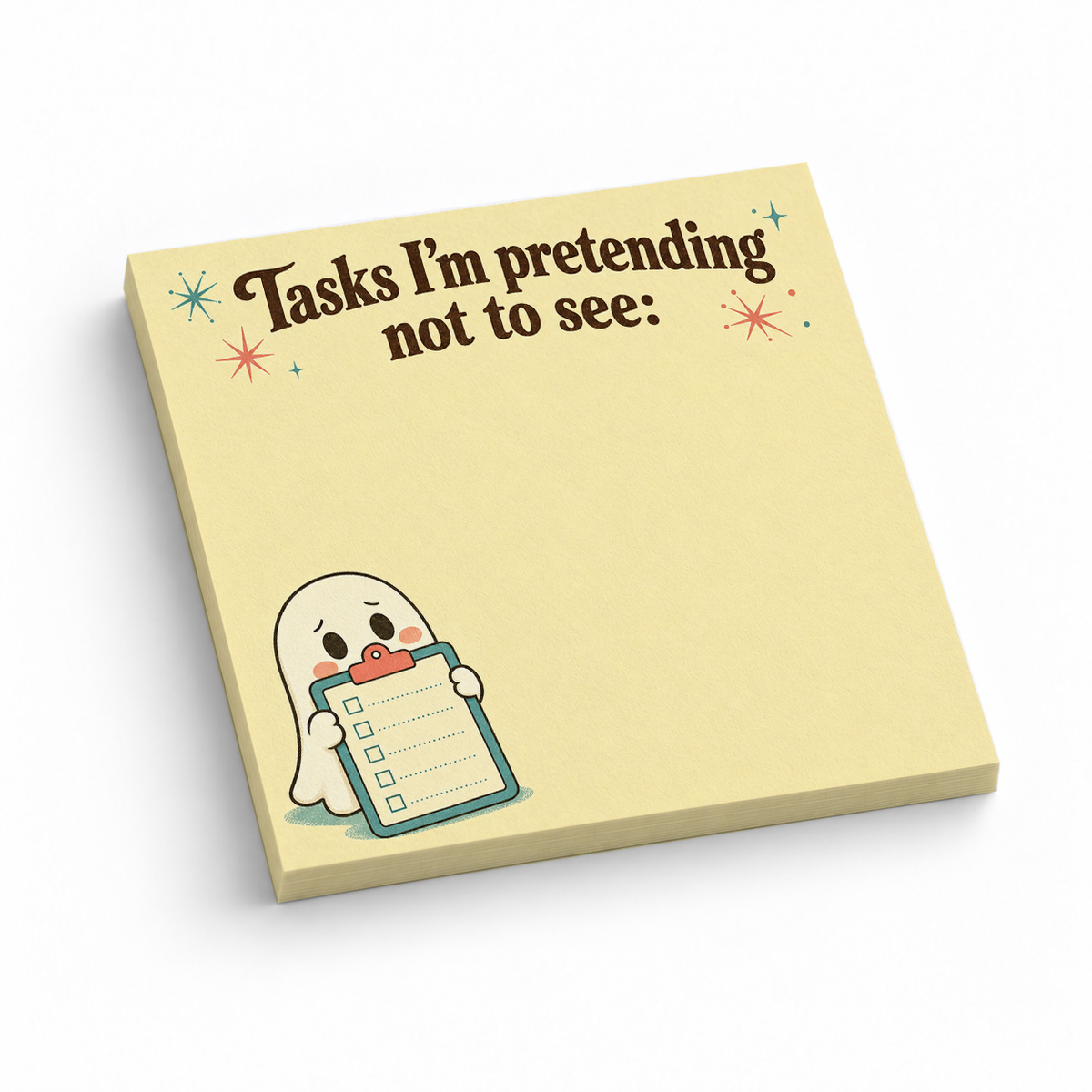 Pretending Not to See Ghost 3x3 sticky notes, 50-sheet memo pad