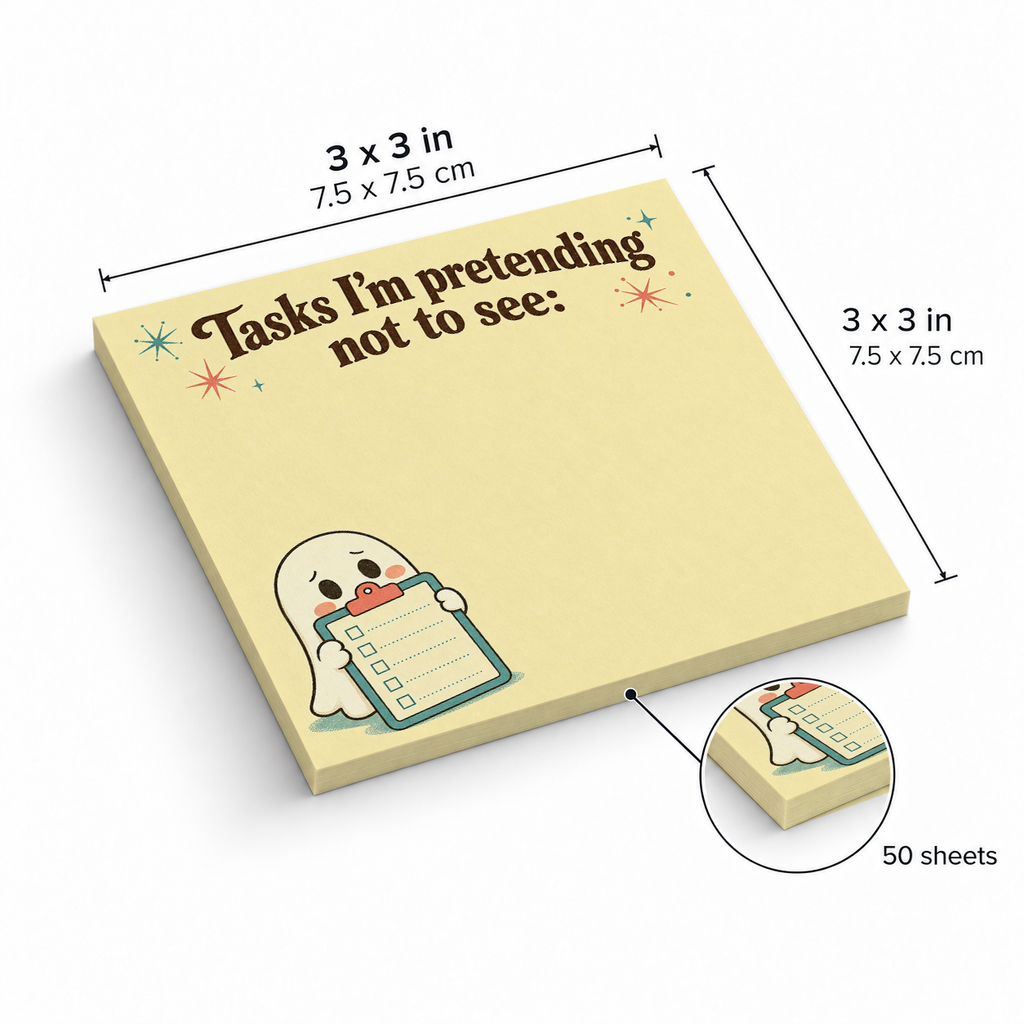 Pretending Not to See Ghost sticky notes, 3x3 in (7.5 x 7.5 cm), 50 sheets