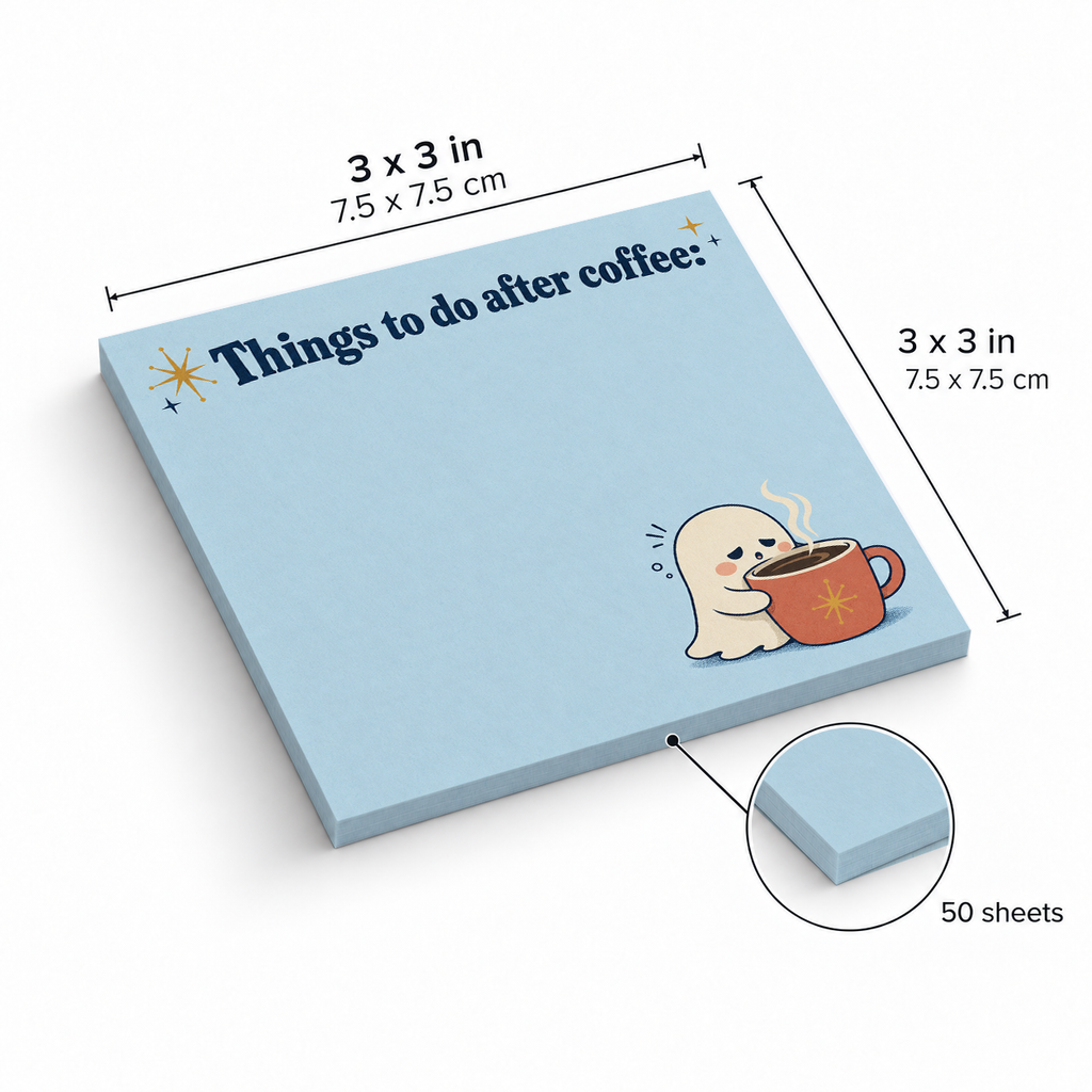 After Coffee Ghost sticky notes, 3x3 in (7.5 x 7.5 cm), 50 sheets