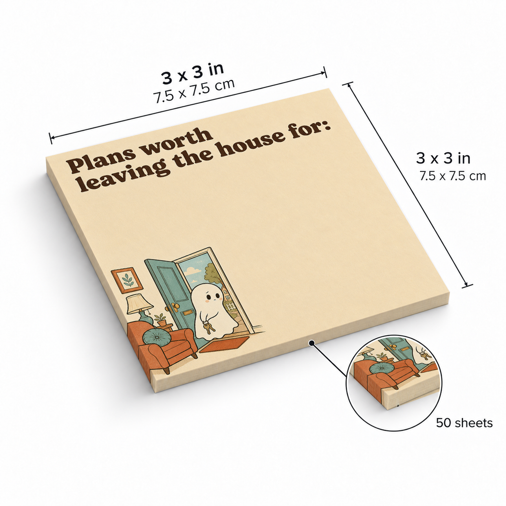 Introvert House Ghost sticky notes, 3x3 in (7.5 x 7.5 cm), 50 sheets