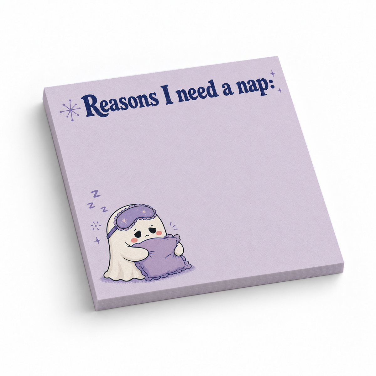 Reasons I Need A Nap Ghost 3x3 sticky notes, 50-sheet memo pad