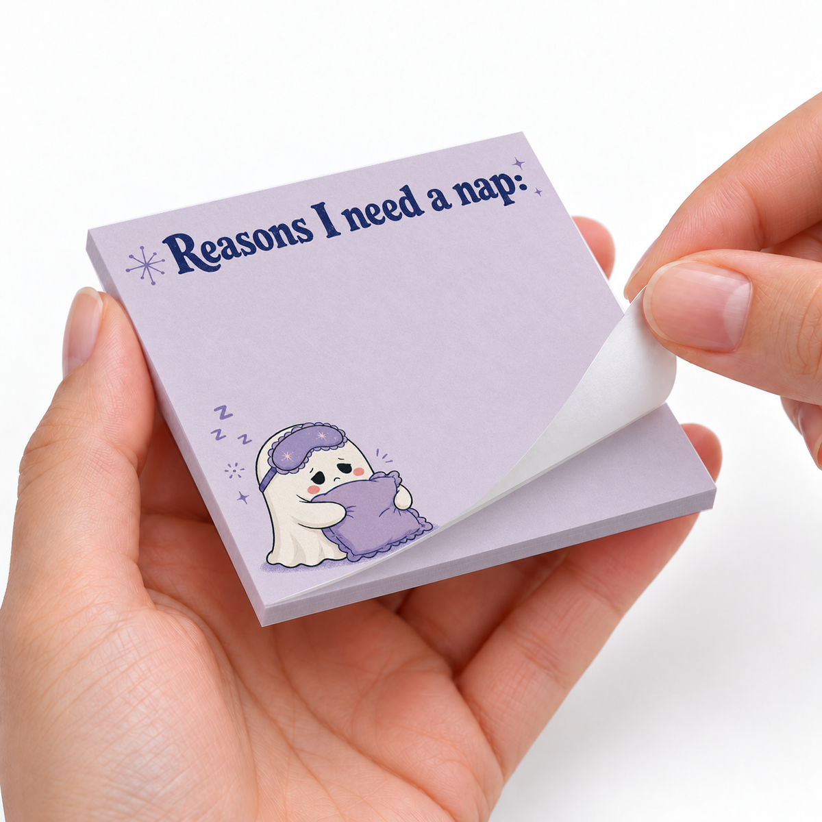 Reasons I Need A Nap Ghost sticky notes styled with a planner and desk accessories
