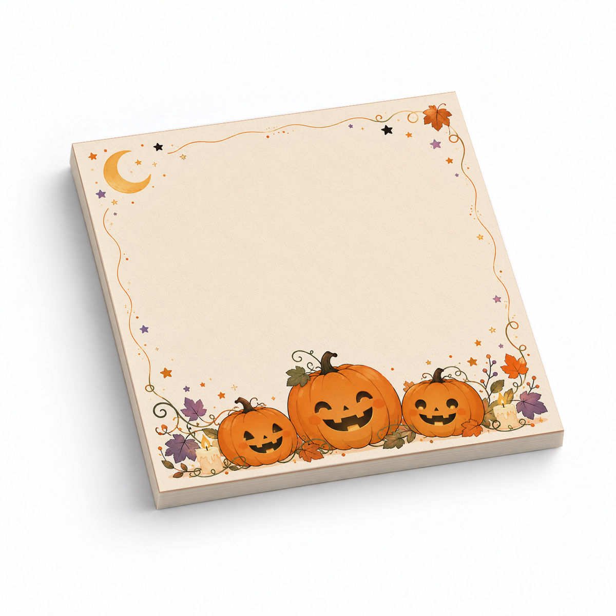 Kawaii Pumpkin Trio 3x3 sticky notes, 50-sheet memo pad