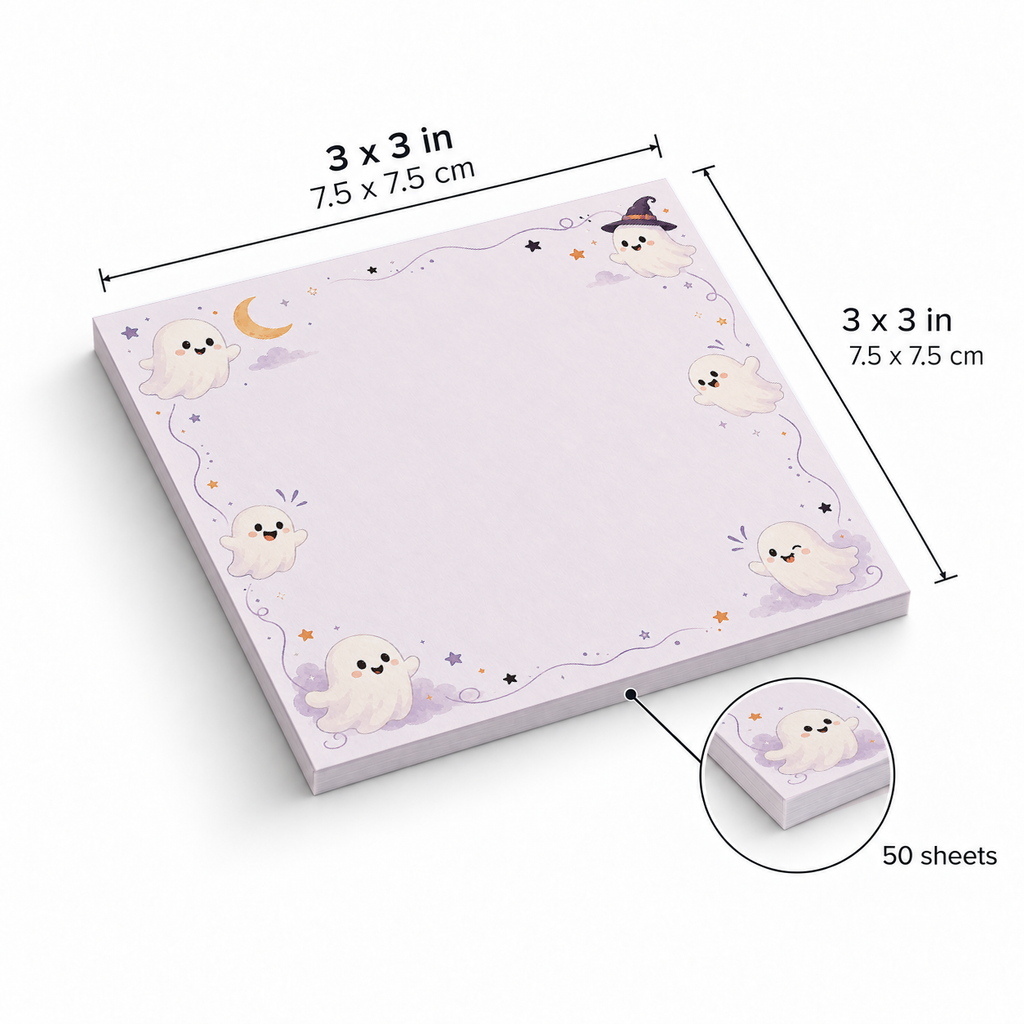 Pastel Floating Ghosts sticky notes, 3x3 in (7.5 x 7.5 cm), 50 sheets