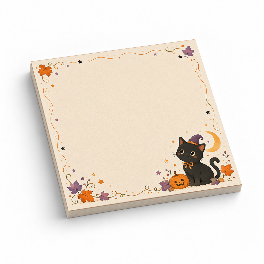 Witch Cat & Pumpkin 3x3 sticky notes, 50-sheet memo pad