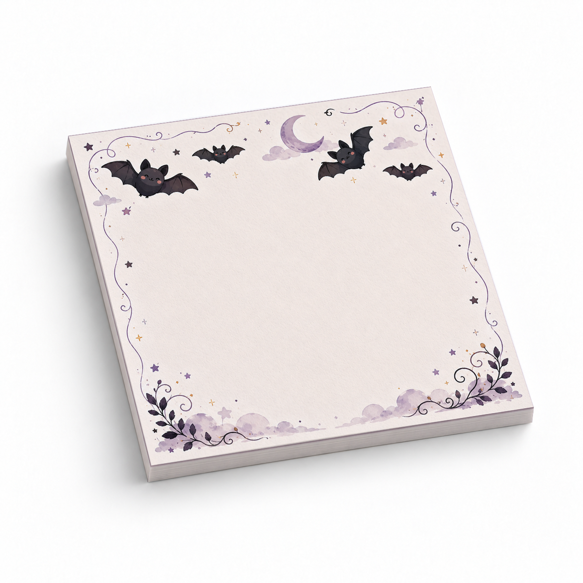 Flying Kawaii Bats 3x3 sticky notes, 50-sheet memo pad