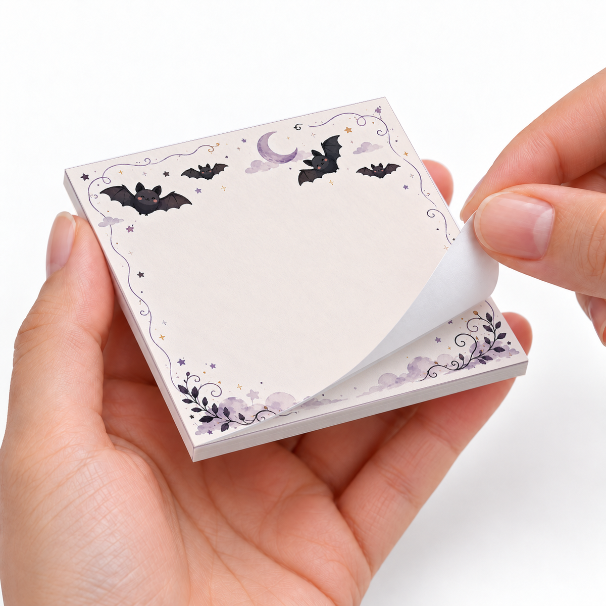 Flying Kawaii Bats sticky notes styled with a planner and desk accessories
