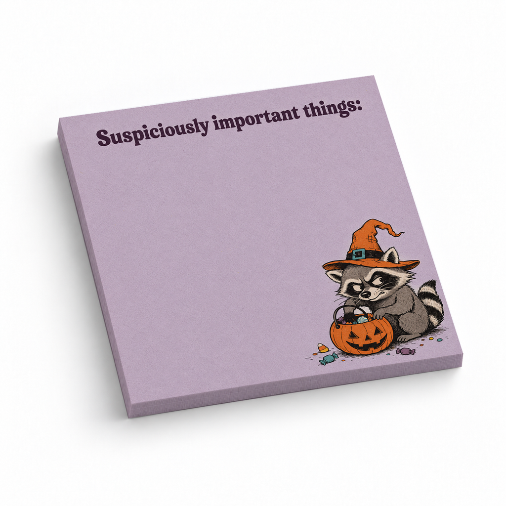 Suspiciously Important Raccoon 3x3 sticky notes, 50-sheet memo pad