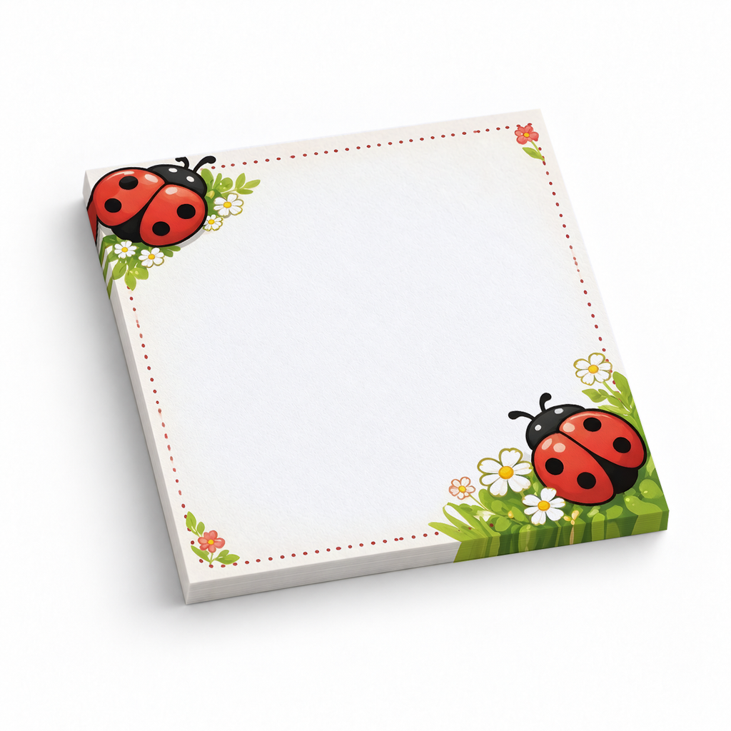 Floral Corner Ladybug 3x3 sticky notes, 50-sheet memo pad